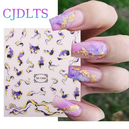 8 Sheets Nail Art Stickers 3D Self -Adhesive Hot Stamping Colorful Marble