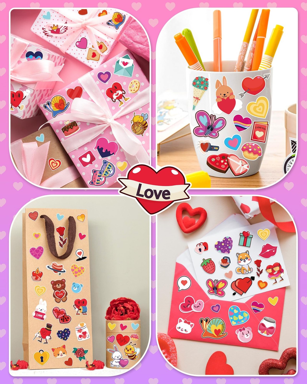 2020 PCS Valentines Day Stickers for Kids, 120 Sheets Heart Love Stickers, Va…