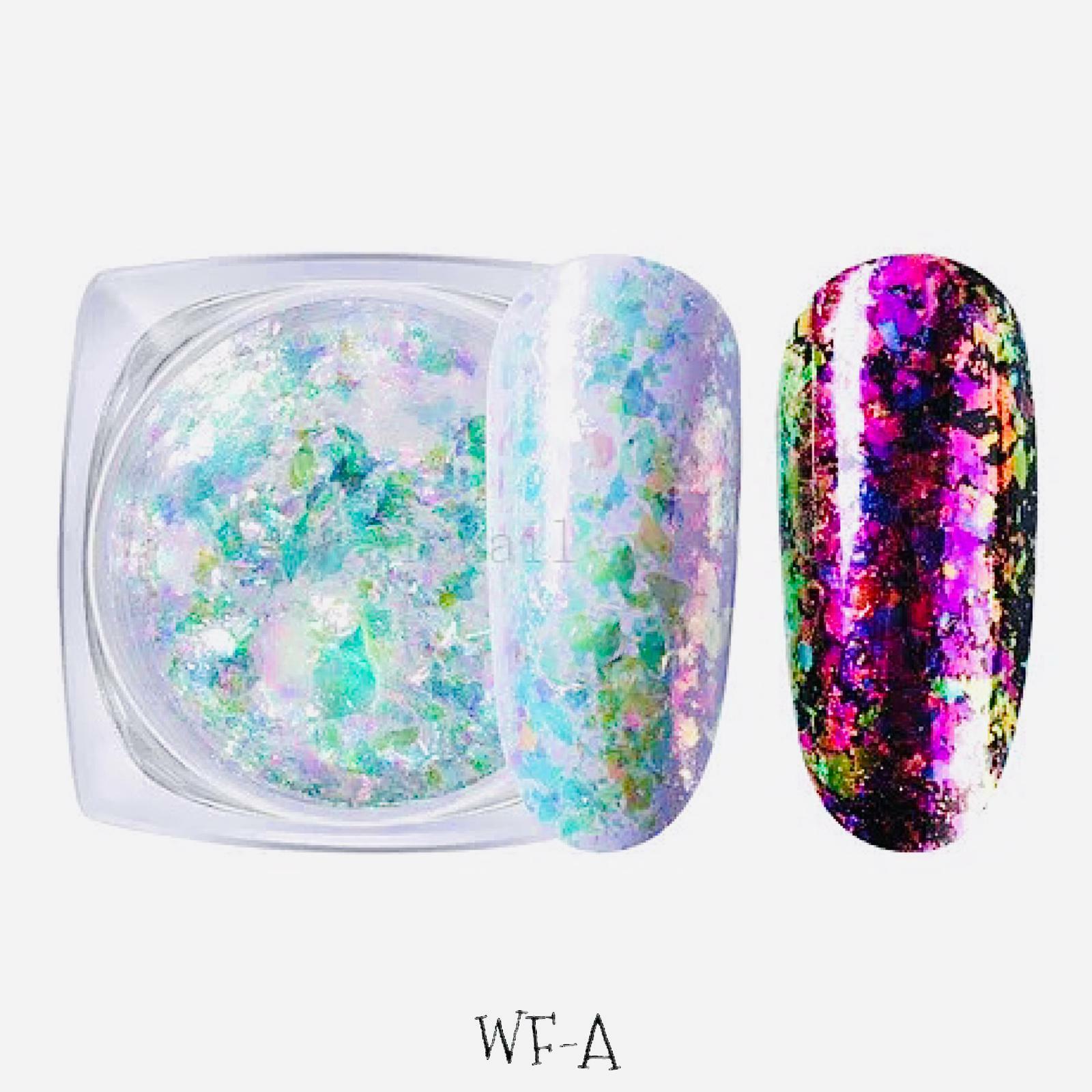 Aurora Chameleon Nail Flakes Transparent White Rainbow Unicorn Mirror Powder UK