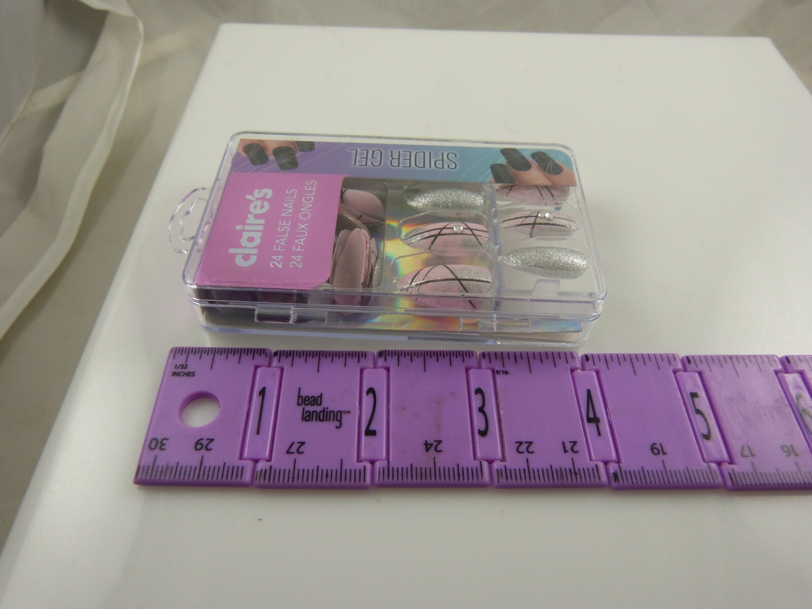 Claire’s faux nails glitter pink silver with glue elegant great for holidays