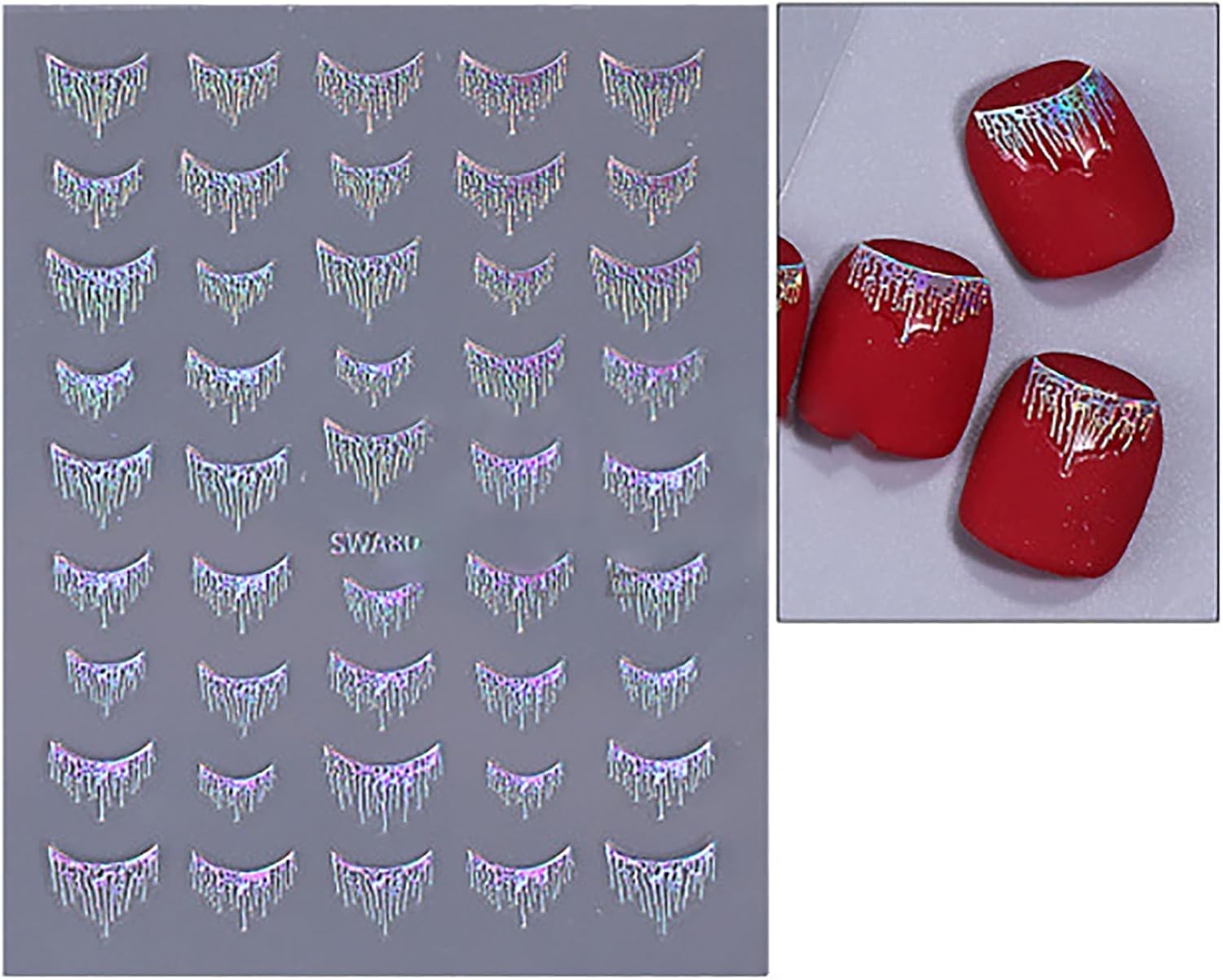 4 Sheets French Nail Art Stickers, Self – Adhesive 3D French Stripes Line Nail