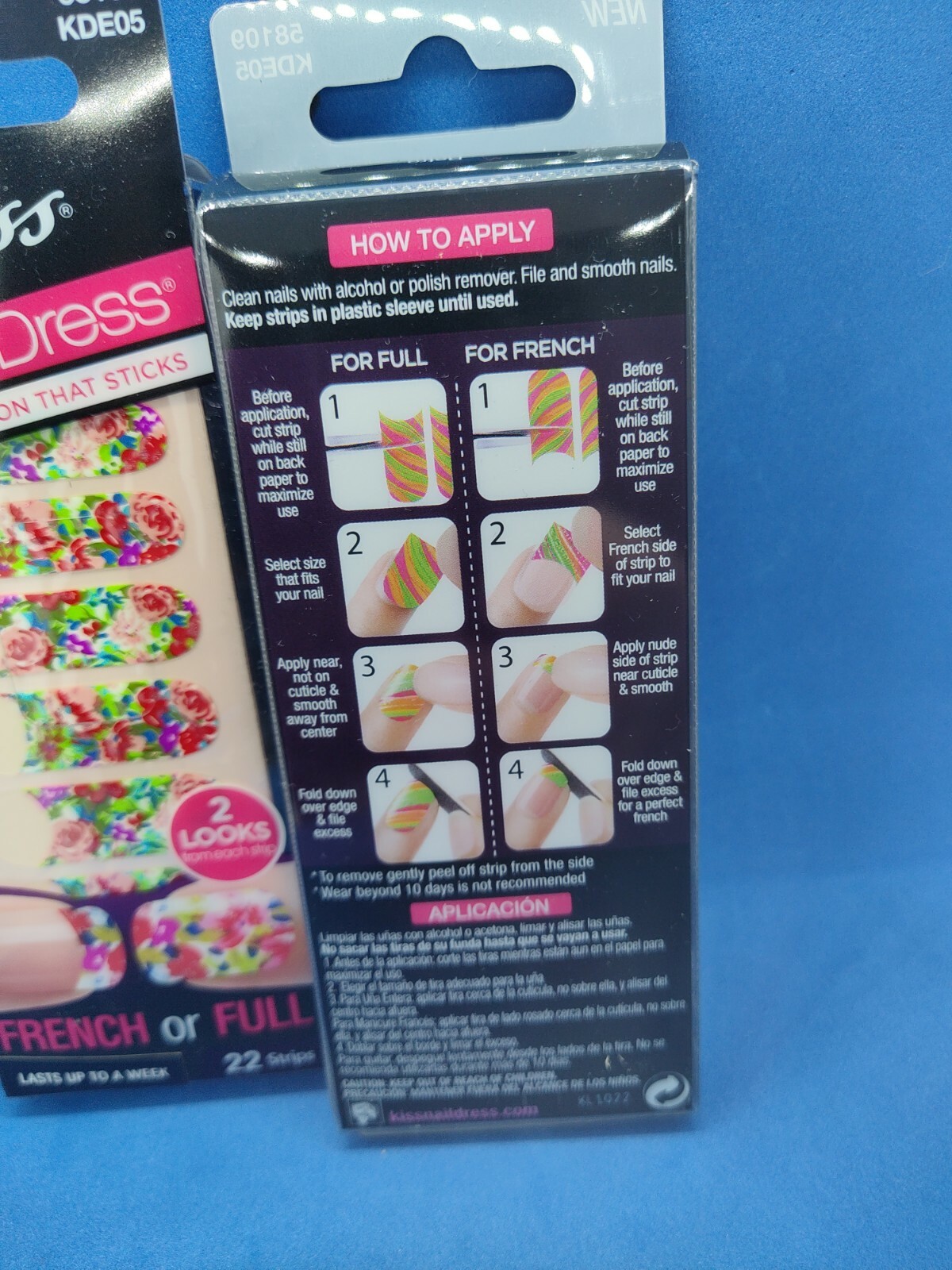 Kiss Nail Dress Polish Strips Floral 22 Strips each French or Full (LOT OF 2)