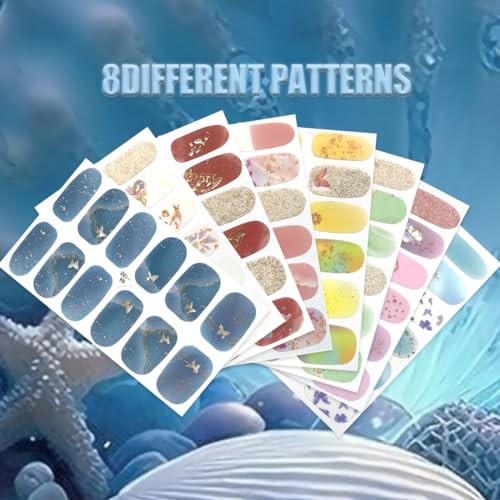 8 Sheets Nail Polish Strips Spring Summer Full Wrap Nail Marble Nail Stickers-7