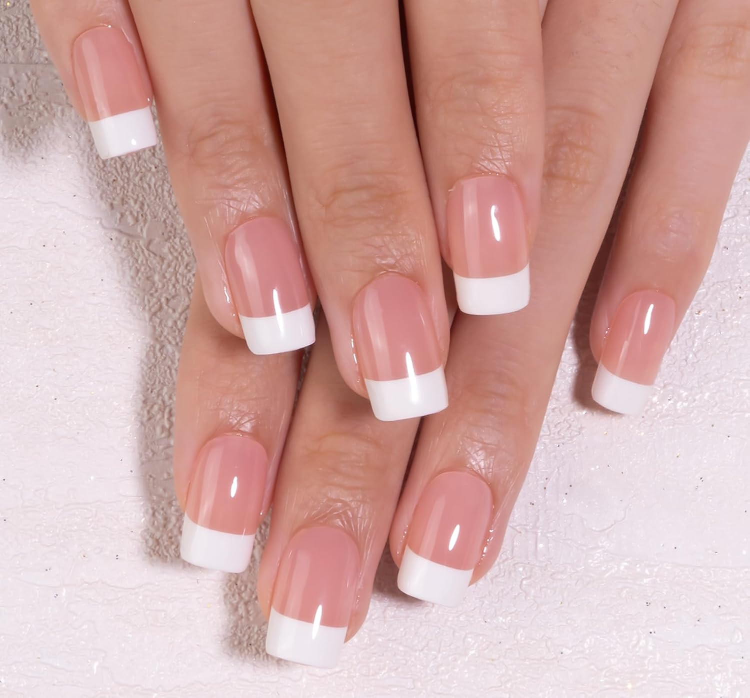 Soft Gel Press on Nail, French Fake Nails with Design Full Cover for Women Reusa