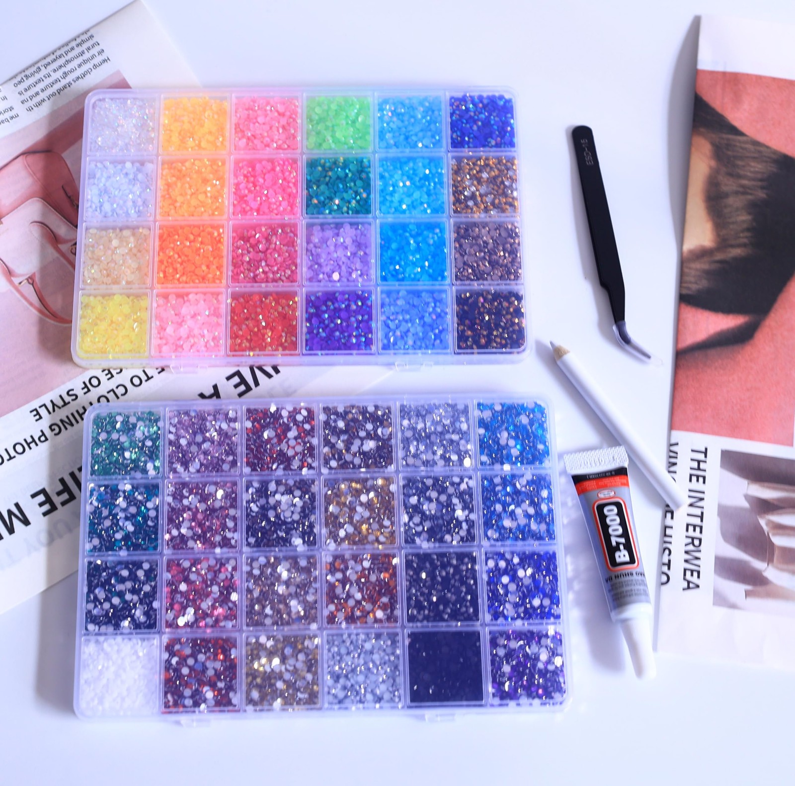 40000Pcs Resin Rhinestones for Bedazzling Kit, 48 Colors 3mm Flatback Gems fo…