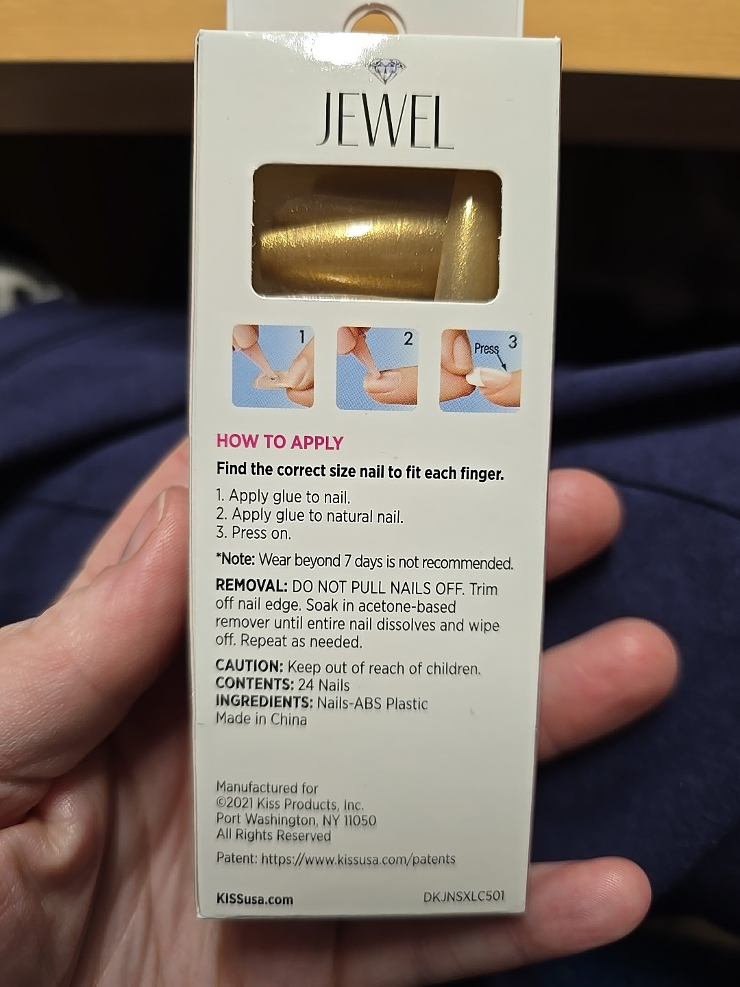 KISS Jewel NAILS GLUE ON Extra LONG DKJNS07Y8 24 Ct Gingerbread New Sealed Box
