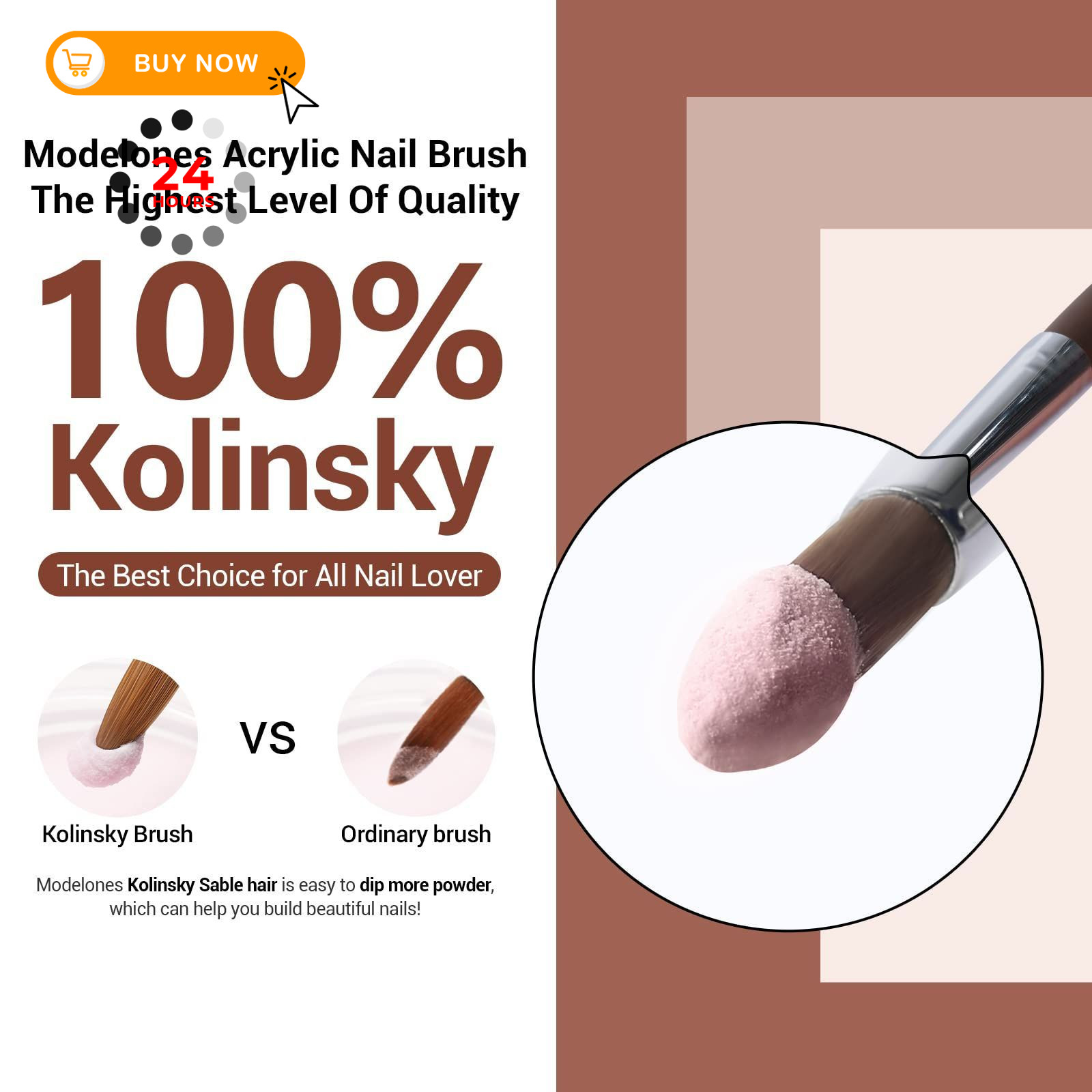 Modelones Kolinsky Sable Acrylic Nail Art Brushes #14 14, Red