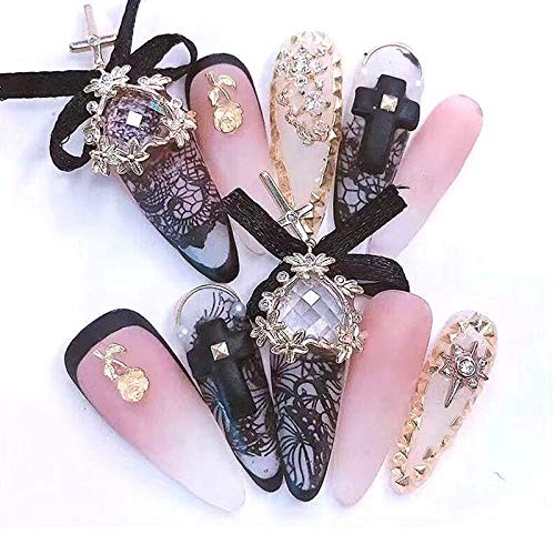 10 Rolls Retro Holographic Nail Foil Transfer Stickers Black Lace Laser Foils