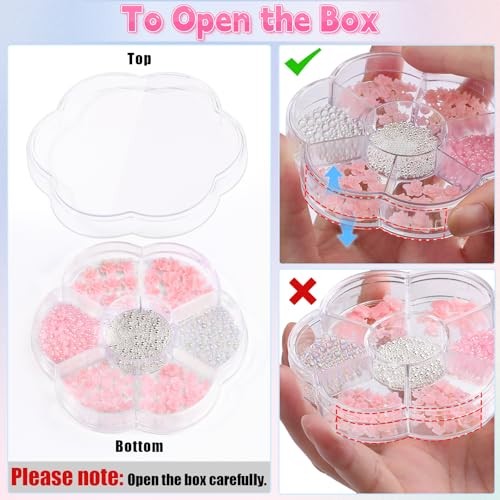 3D Flowers Nail Charms for Nail Art, 3D Acrylic Flower for Flower-Dark Pink