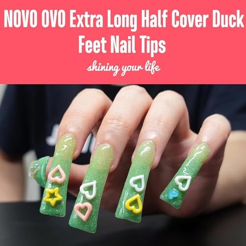 XXL Long Duck Feet Nail Tips Half Cover XXL half cover duck nail tips 308 pcs