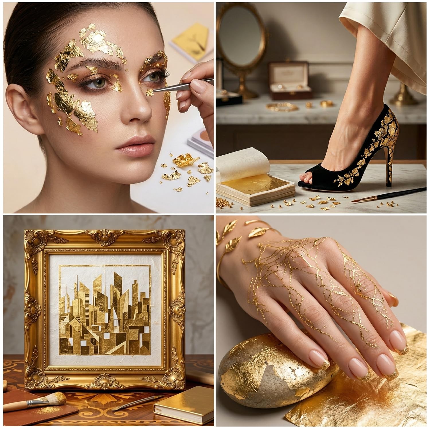 100Pcs Gold Leaf Sheets, 3.15” x 3.35” Imitation Gold Foil Sheets for Art and…