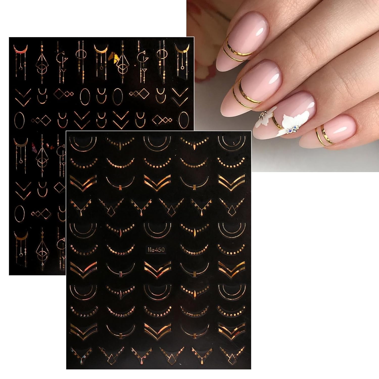 Elegant 12 Sheets Floral Nail Art Stickers – Gold Self-Adhesive Designs