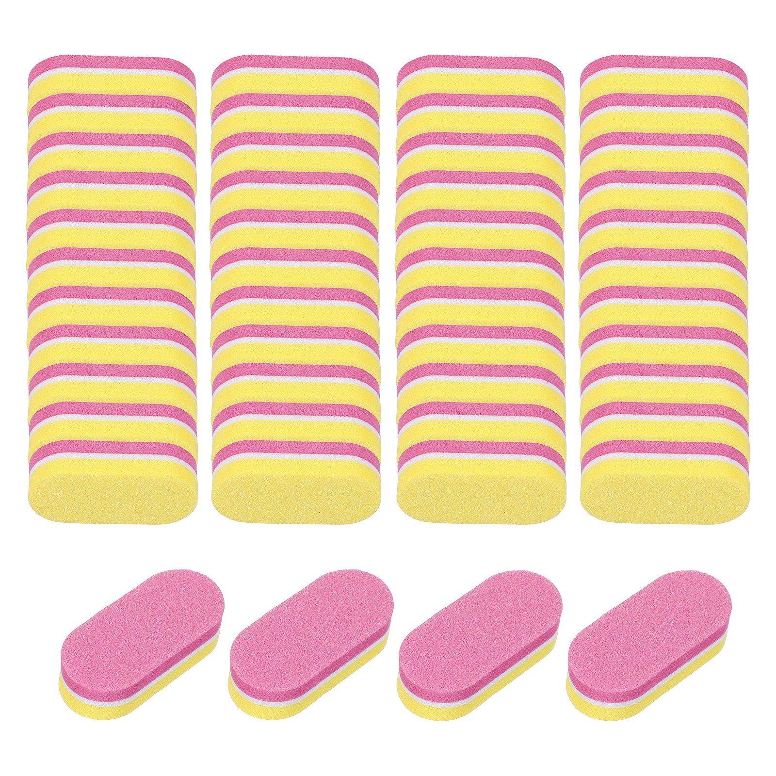 50pcs for Nail Buffers 100/180 Grit Mini Nail Sanding Blocks Set Pink/Yellow
