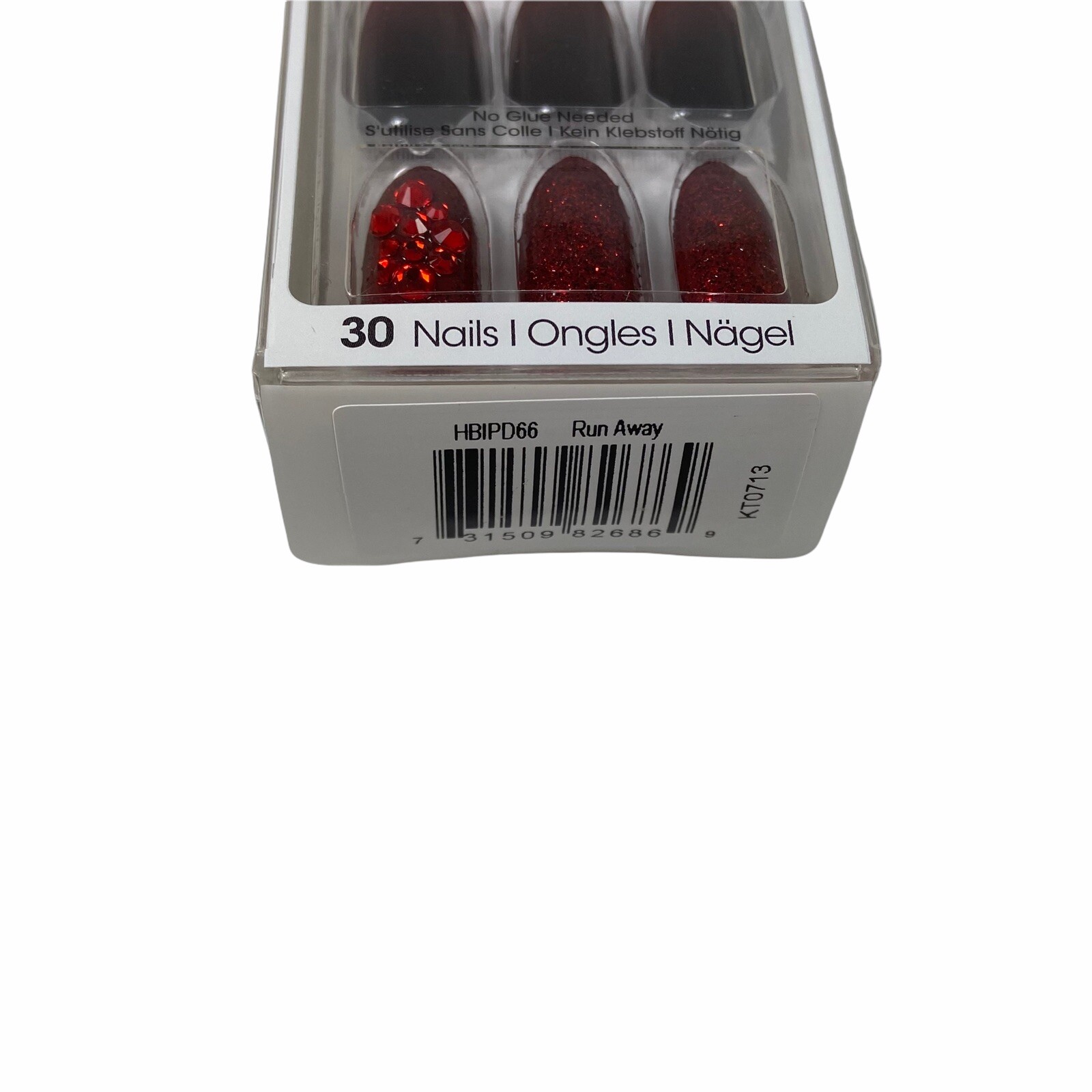 NEW Kiss Nails Impress Press On Manicure Medium Almond Red Black Lace Halloween
