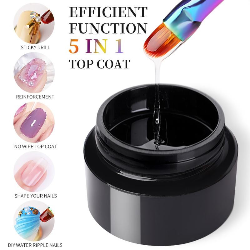 5 in 1 Clear Builder Gel Nail Polish 3D Sculpting Carving No Wipe Top Coat U