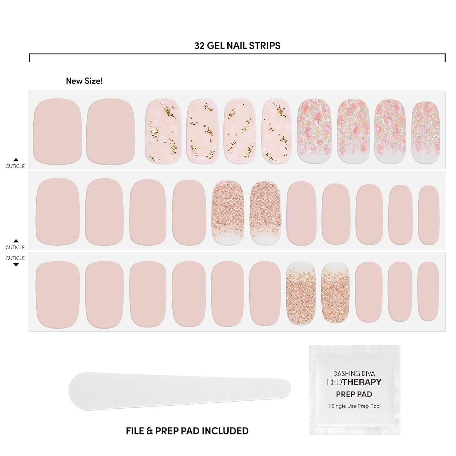 Crystal Clear Gloss Nail Strips – Easy French Nail Art, 32 Gel Wraps Included