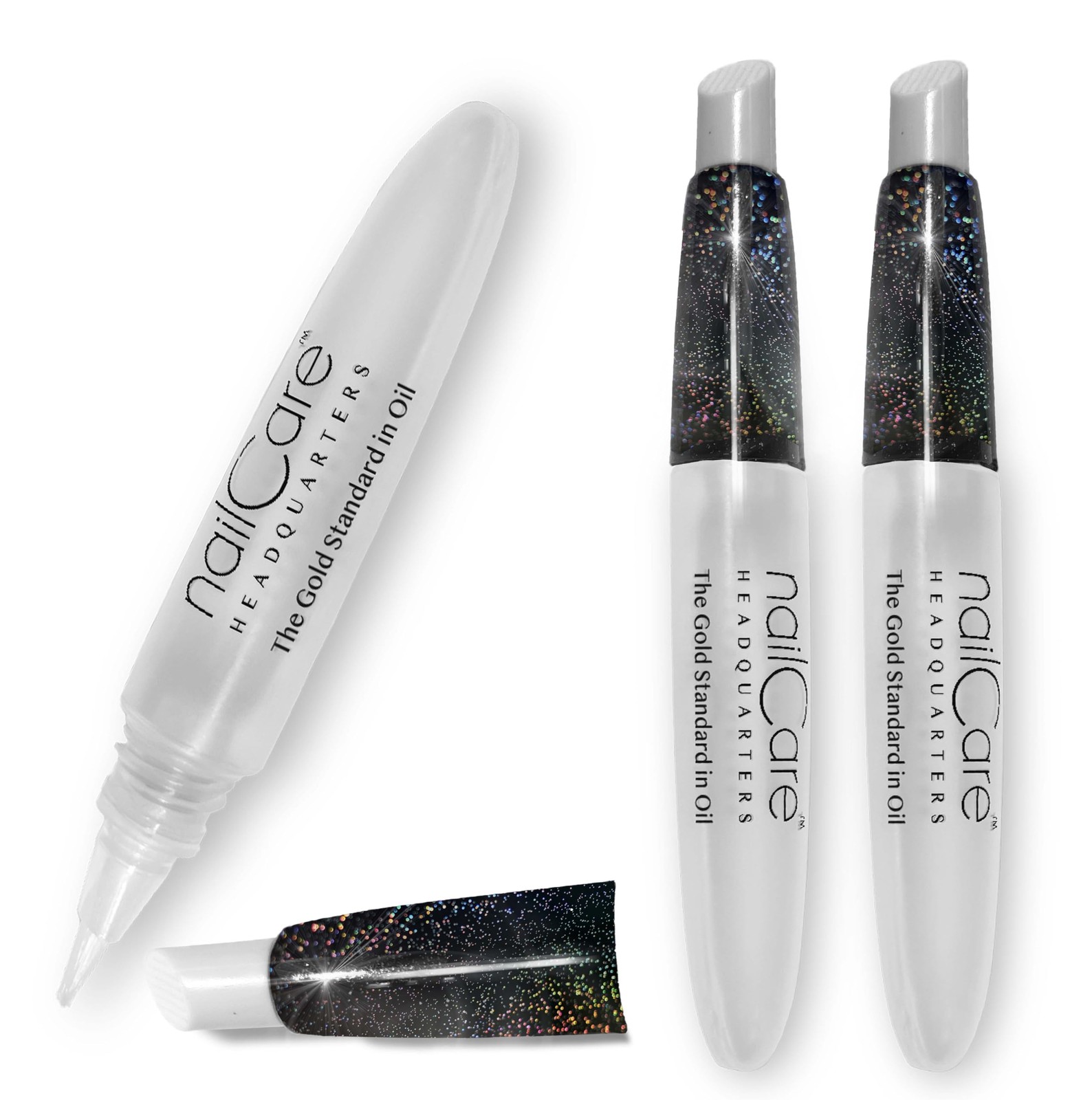 Refillable Holographic Cuticle Oil Pen for Nails 3-Pack, Glitter