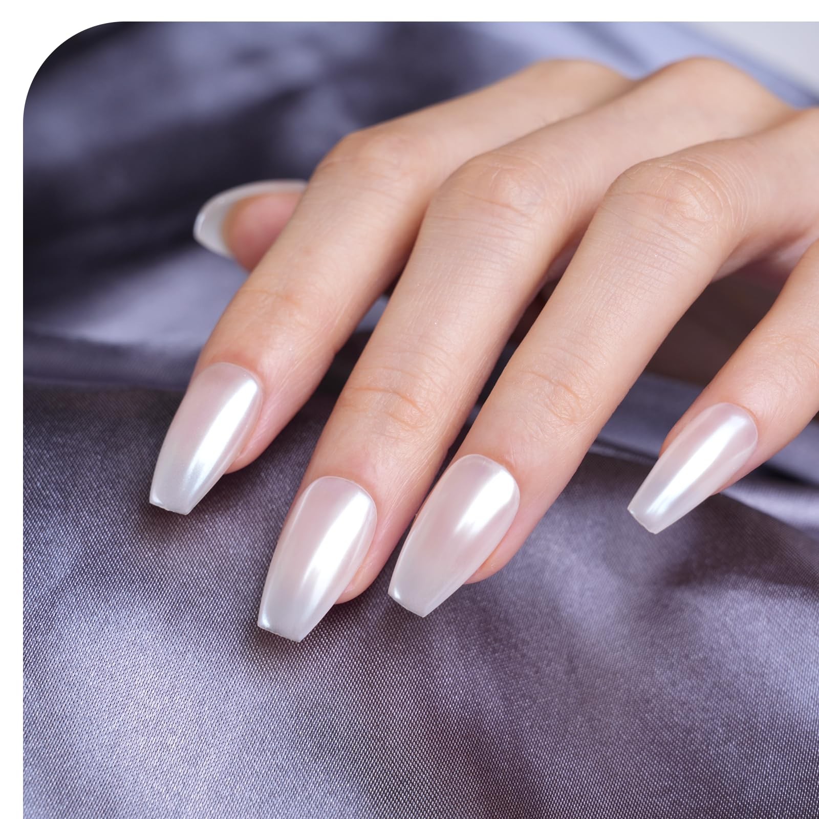 Glazed Donut Nail Chrome – White Pearl Chrome Nail White Chrome for Nails, Hi…