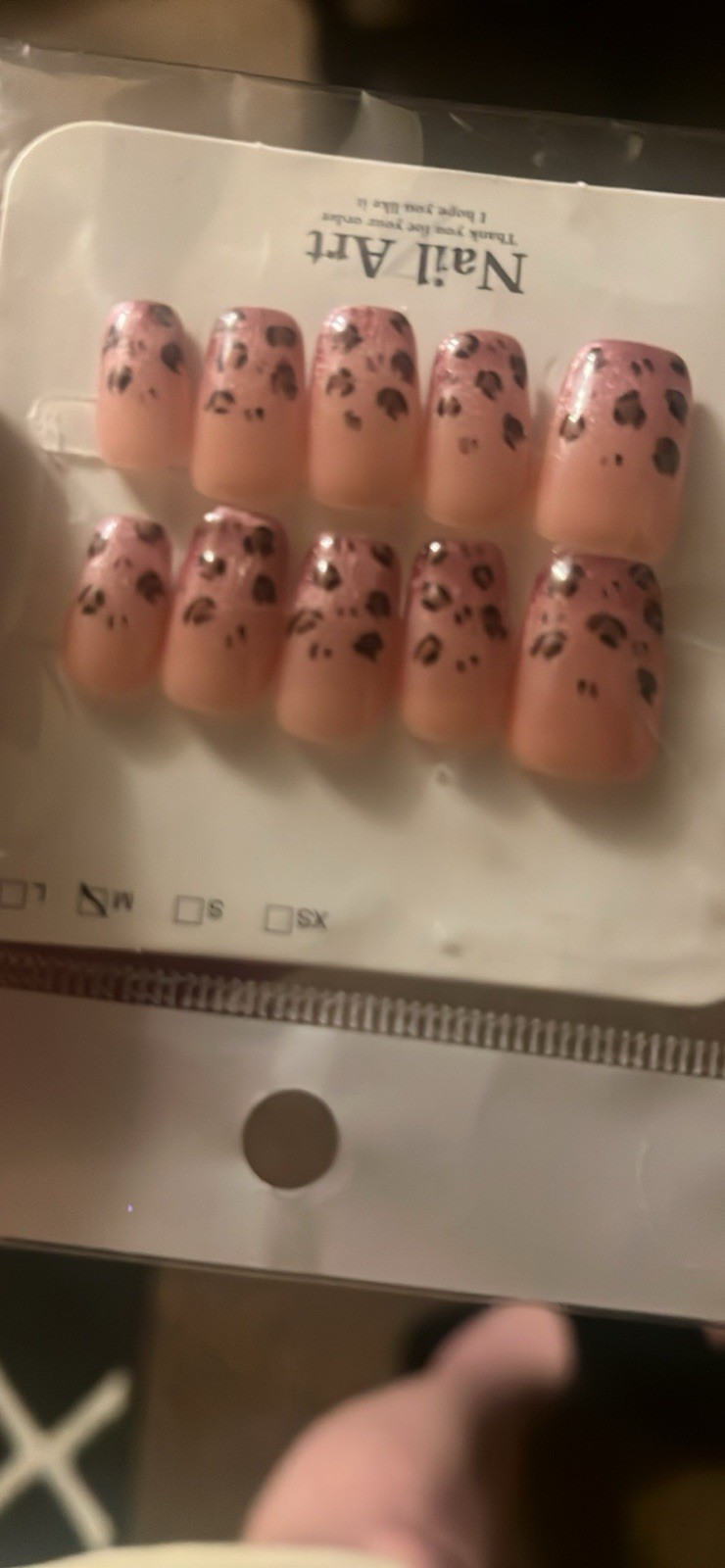 Pink Shiny Square Press-On Nails Medium Full Cover Pre-Designed Animal Theme