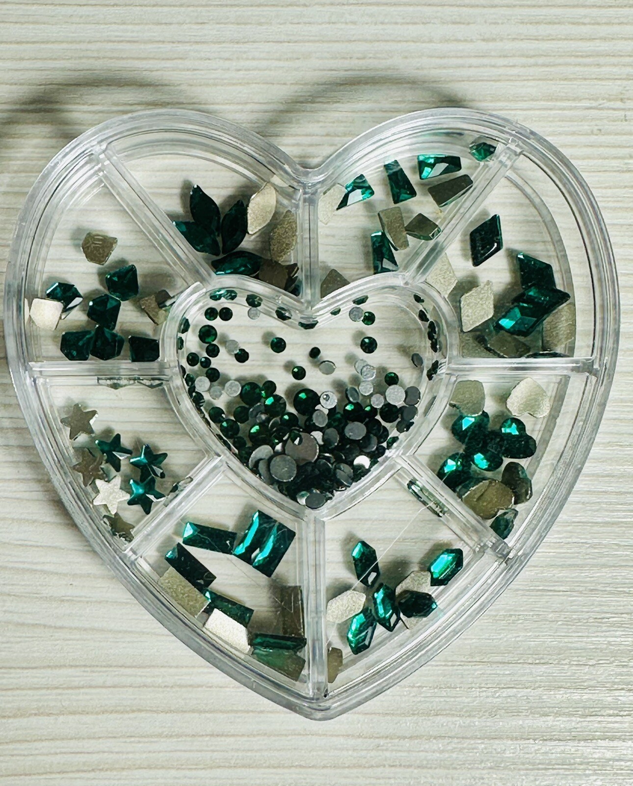 nail art flat back crystal rhinestone diamond Green 280 Pcs Heart Star Round