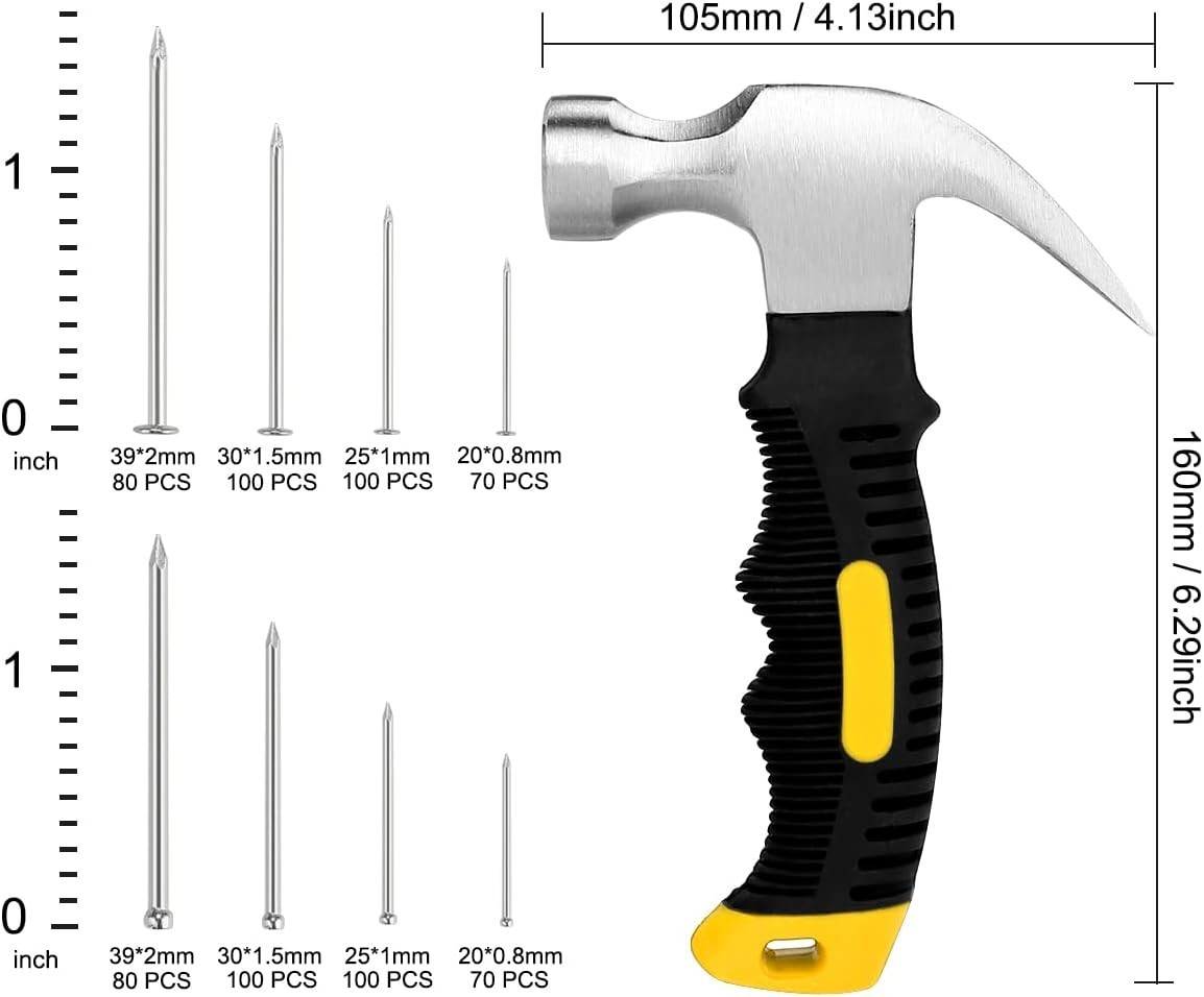 All-in-One 700 Nails & 8oz Hammer Set – Essential Tools for DIY Enthusiasts