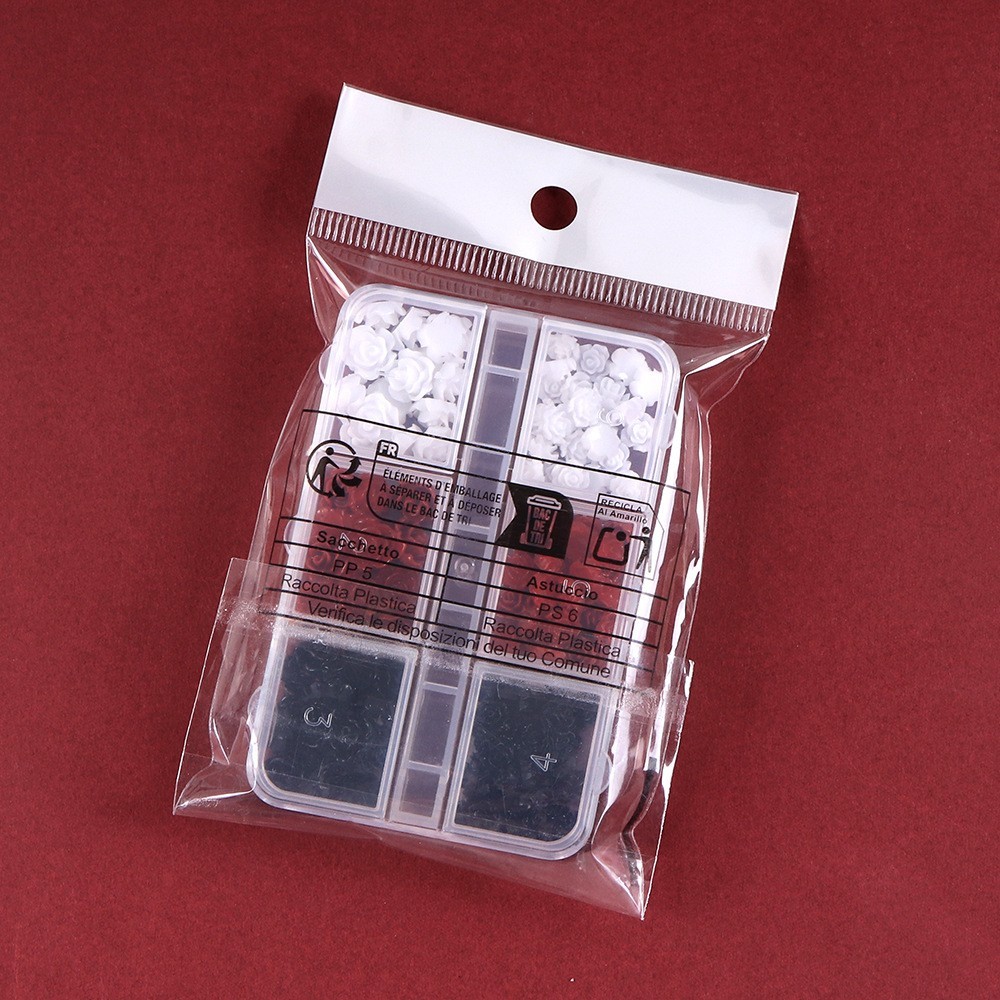 3D Resin Rose Flower Nail Charms 6 Grids Colors Valentine’s Day Nail Art Decor