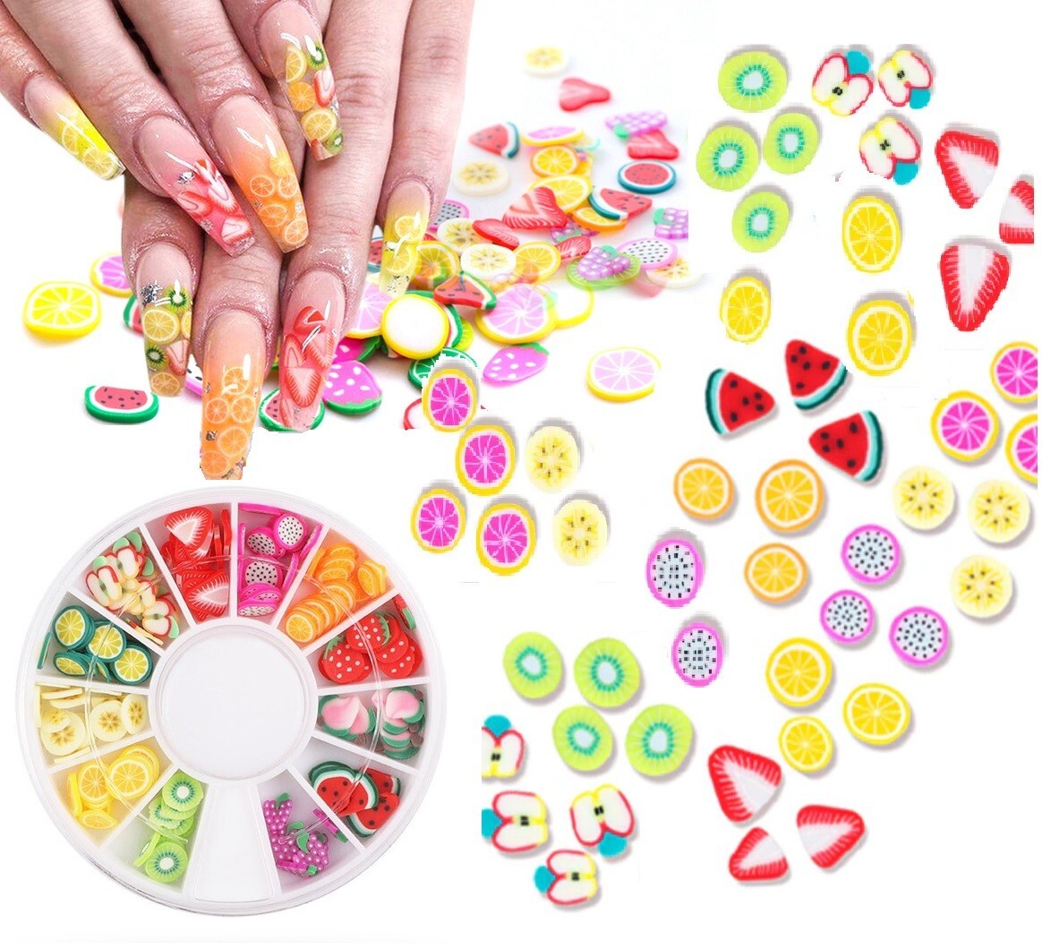 3D Nail Art Decoration Fruit Slices Shape Fimo Rhinestones UV Gel Builder Tips