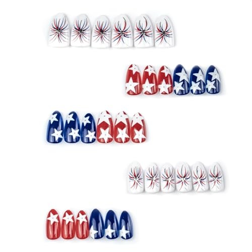 30Pcs Independence Day Patriotic Press on Nails – 4th of July Nails – 3