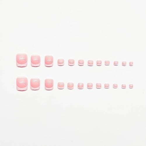 48Pcs White French Tip Press on Nails with Bow 1 Fl Oz (Pack of 48) Style-23