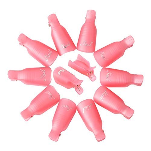 HiMo 10PC Plastic Acrylic Nail Art Soak Off Cap 10 Count (Pack of 1), PINK