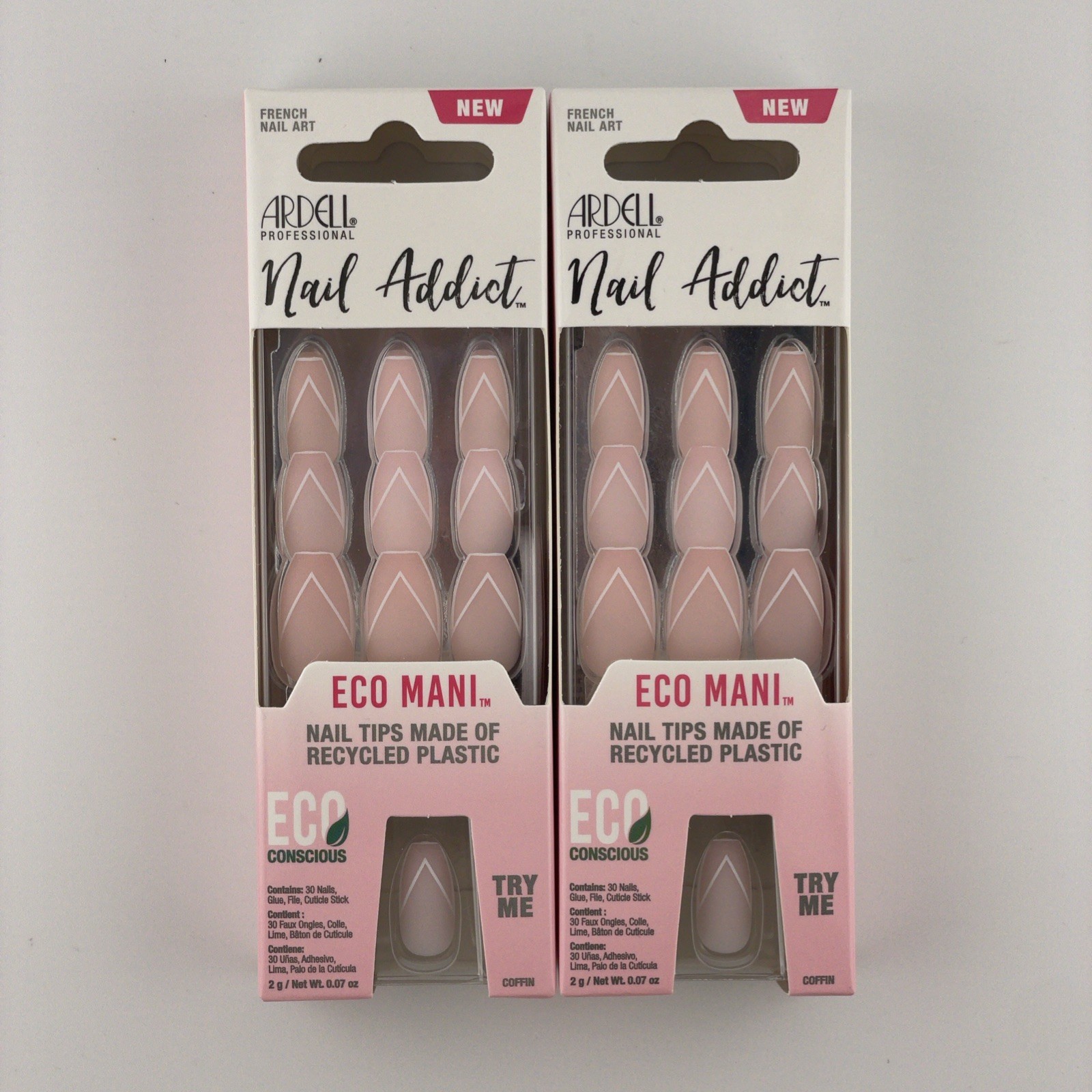 Ardell Professional Nail Addict – Pink Chevron French V Shaped French 2 packs 30