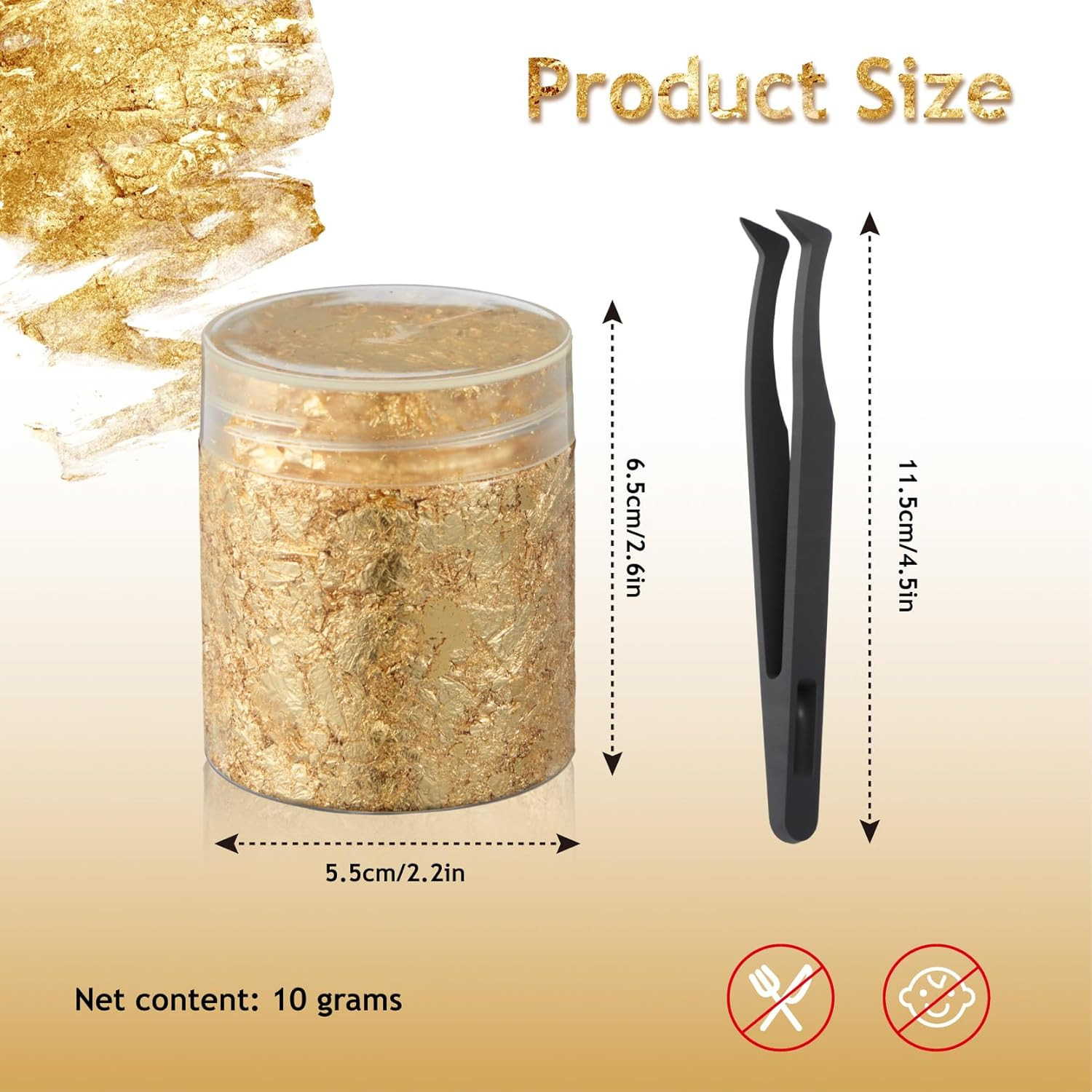 Gold Leaf Flakes with Tweezers,10G Metallic Gold Foil Flakes for Resin, with Twe