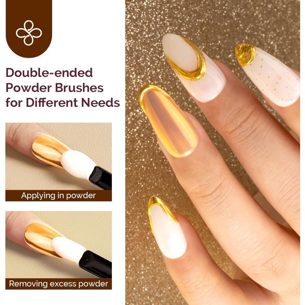 Gold Chrome Nail Powder Mirror Effect Metallic Glitter for Gel Nails DIY Salon