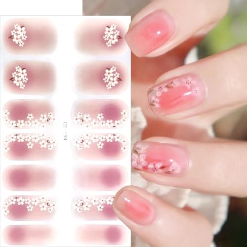 6 Sheet Spring Summer Nail Gel Stickers Self-Adhesive Flower Nail Stickers-5