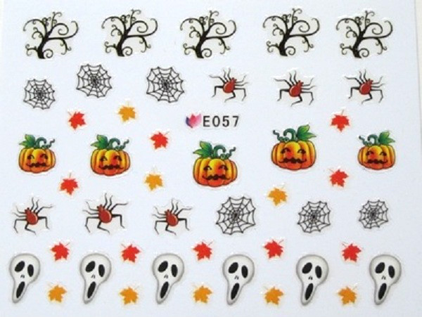 Halloween 3D Nail Art Stickers Pumpkins Ghosts Bats Cats Skulls Cross Bones etc