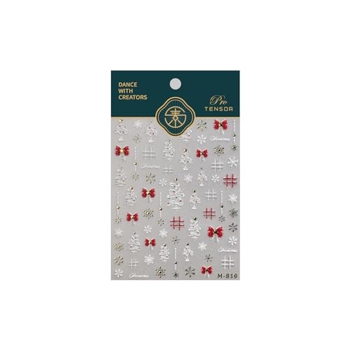 1 Sheet Christmas Nail Art Stickers 5D Embossed Christmas Bow christmas tree