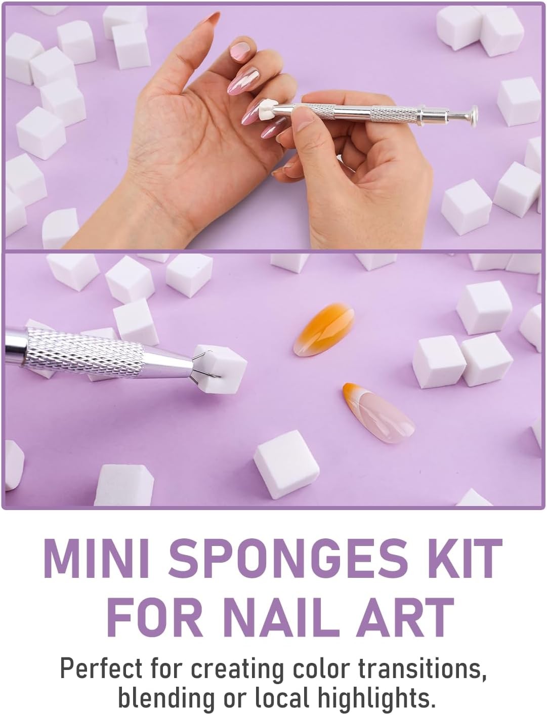 Nail Spons for Ombre with Nail Art Palette, Grabbing Pen & Spatula