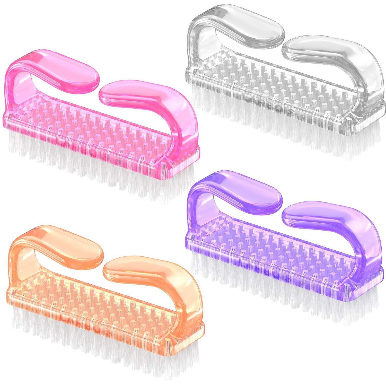 Handle Grip Nail Brush 4 Pack in Orange