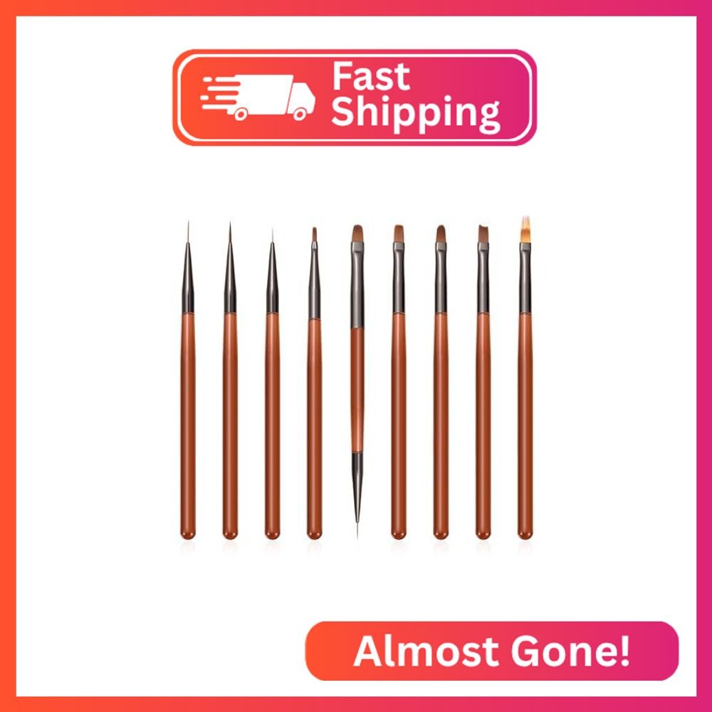 9Pcs Nail Art Brush Set, Builder Painting Design Detail Drawing Brushes Dotting