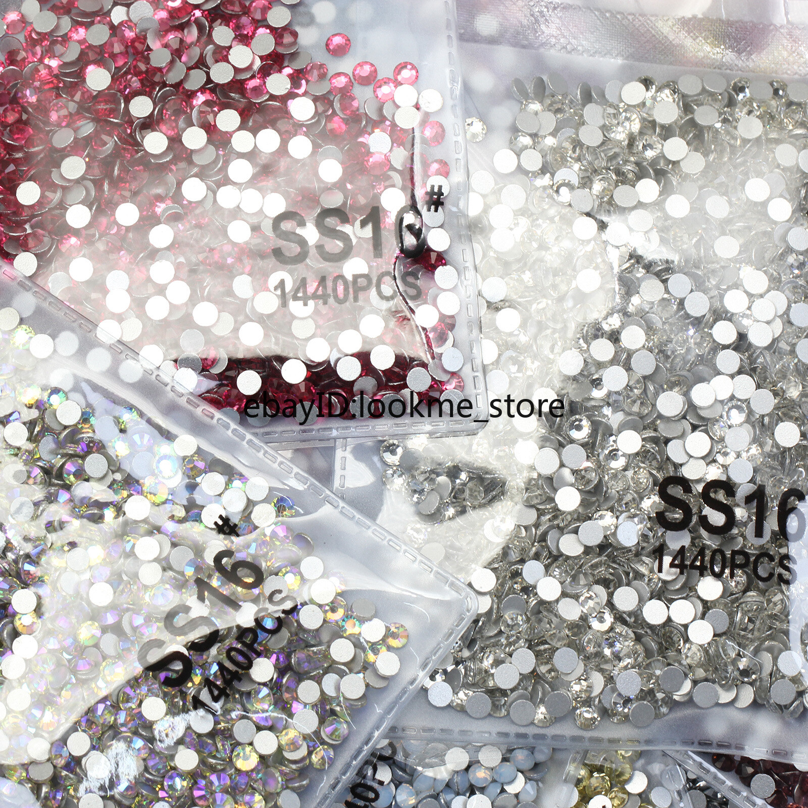 1440pcs 4mm (ss16) Crystal Glass Rhinestones Flatback Gems Nail Art Crafts Decor