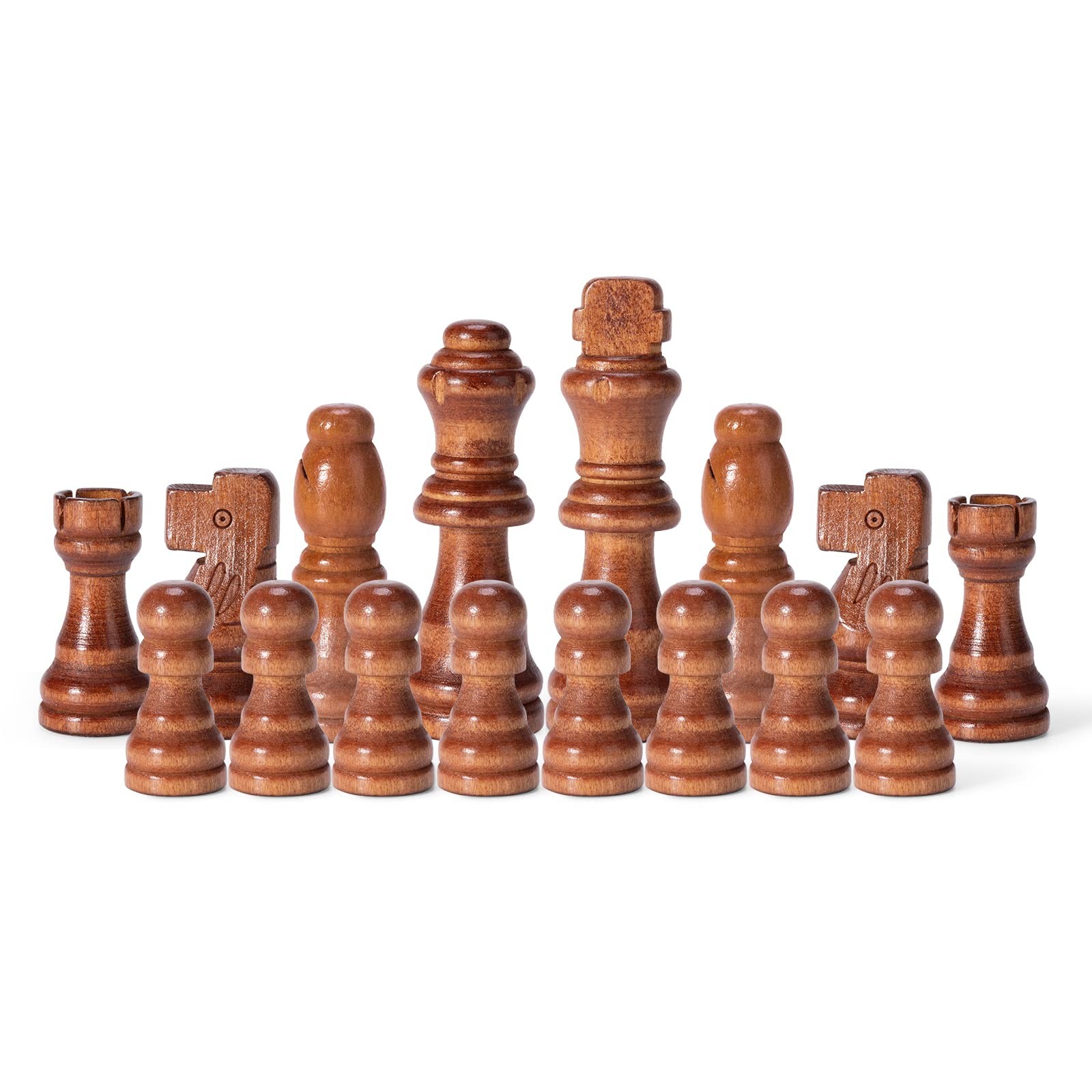 Wooden Chess Pieces Only, 32 Piece Tournament Staunton 3.15 inches, Brown
