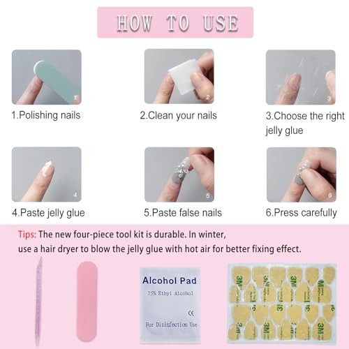 Pink Solid Color Press On Nails Short Almond Fake Nails for Women Manicure