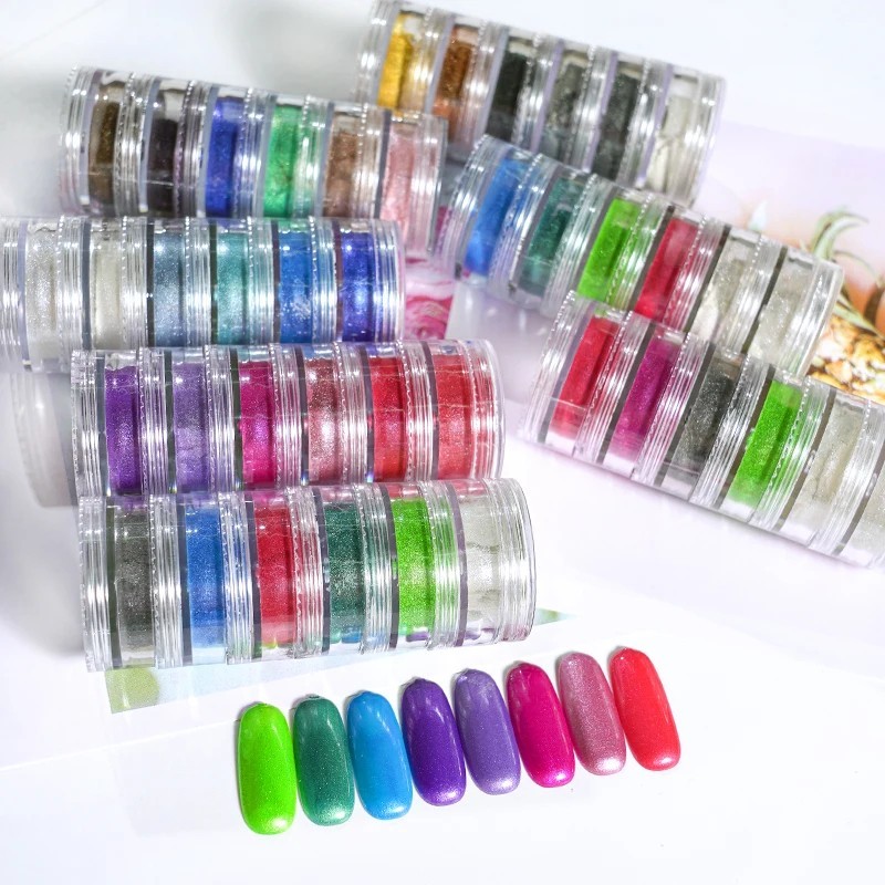 12 Colour Set Neon Pigment Nail Art Powder Dust Ombre Smoky Florescent Face Body