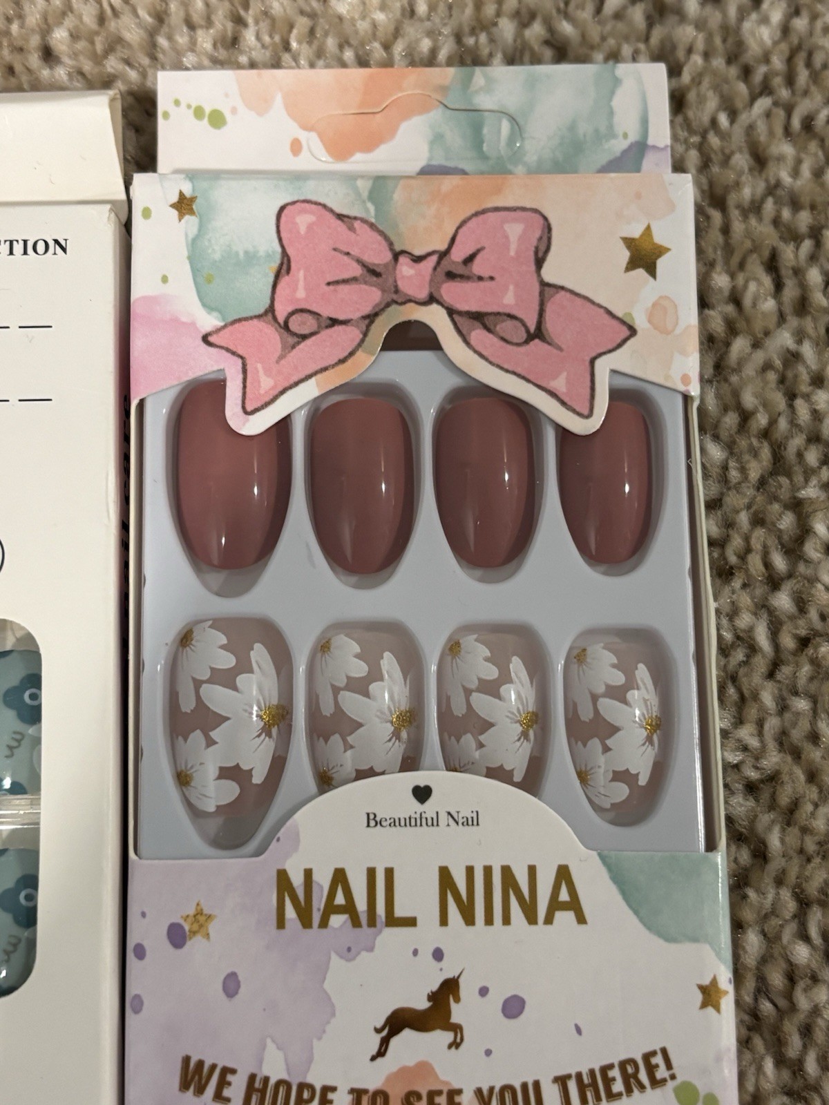 5 Packs of Press on Nails from SHEIN & 5 Below, Cheetah, Cow Print, Mint, Almond
