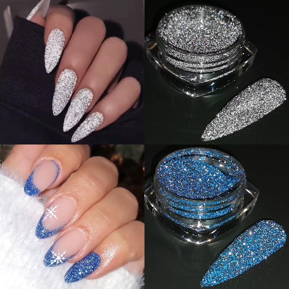 6 Jars Mermaid Chrome Nail Art Powder Aurora Mirror Holographic Manicure Glitter