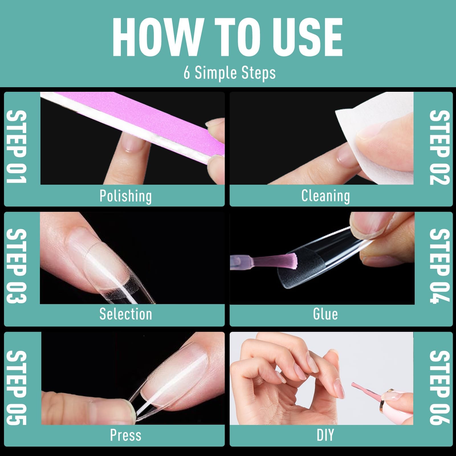 Soft Gel False Nail Tips 3 Styles Kit – Medium Almond, Square and Ballerina, …