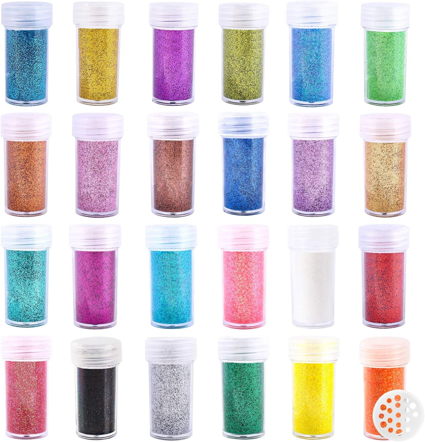 Extra Fine Glitter, Set of 24 Colors Body Cosmetic Glitter, Nail Arts Face Hair