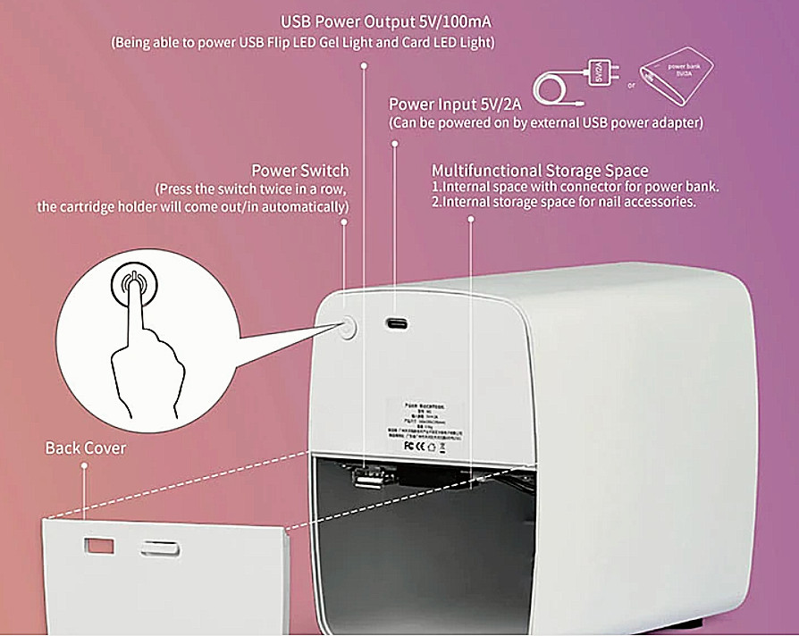 O’2Nails Nail Printer 3D App Control Nails Art Machine Nail Salon Portable Home