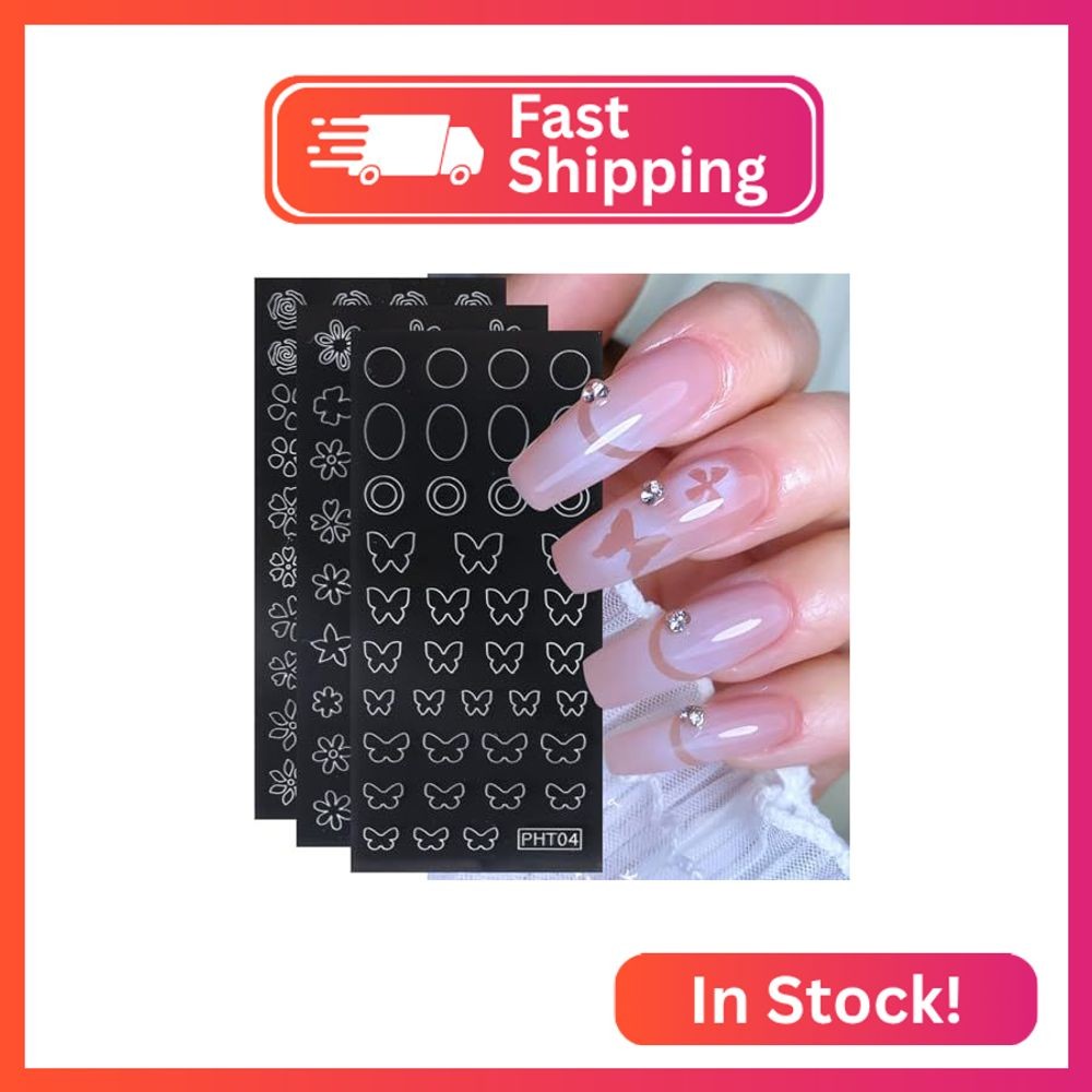 12 Sheets Airbrush Nail Stencils Stickers for Nail Art Flowers Butterfly Star Na