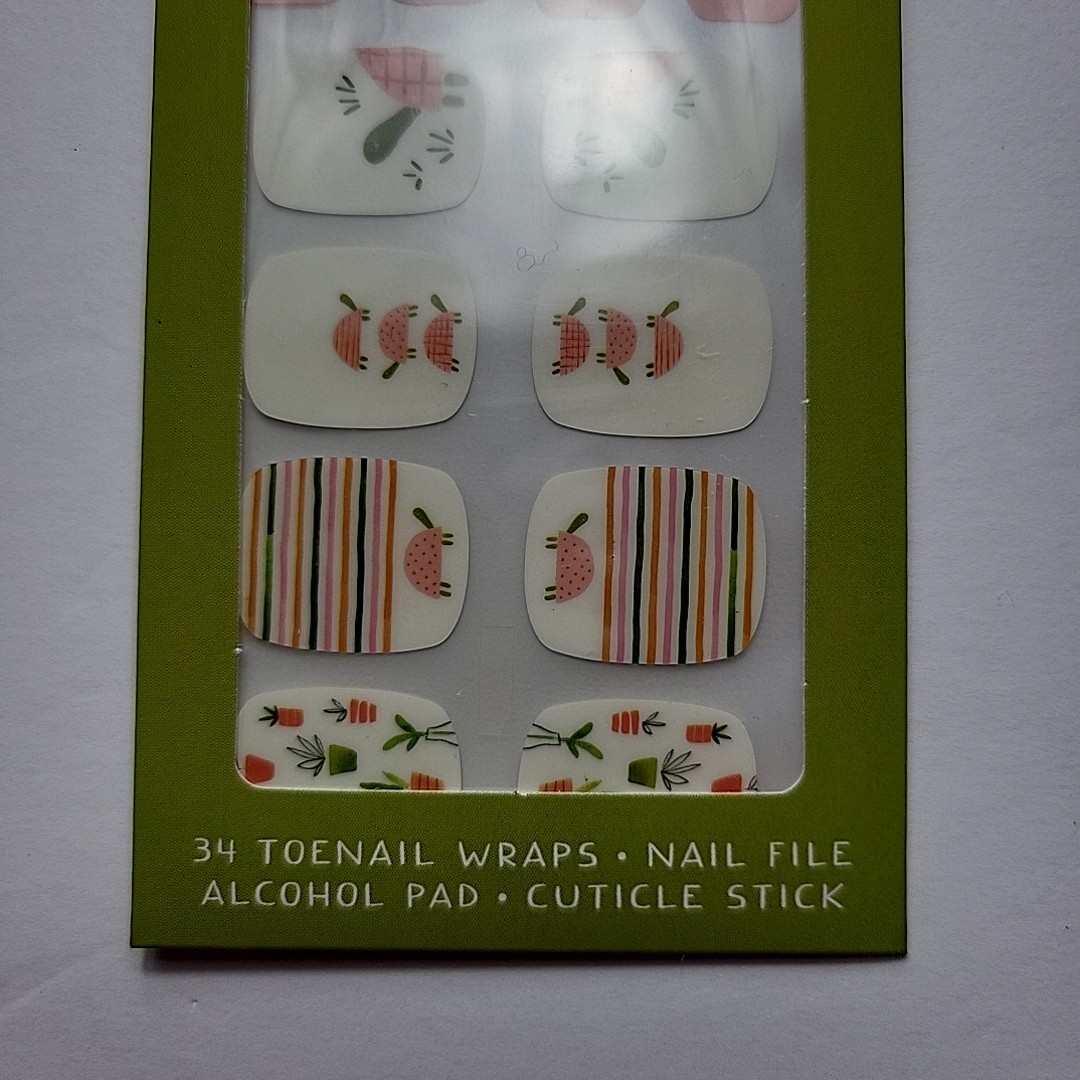 Studio Oh! Nail Wrap Kit 34 Toe Nail Wraps Nail File Alcohol Pad Cuticle Stick